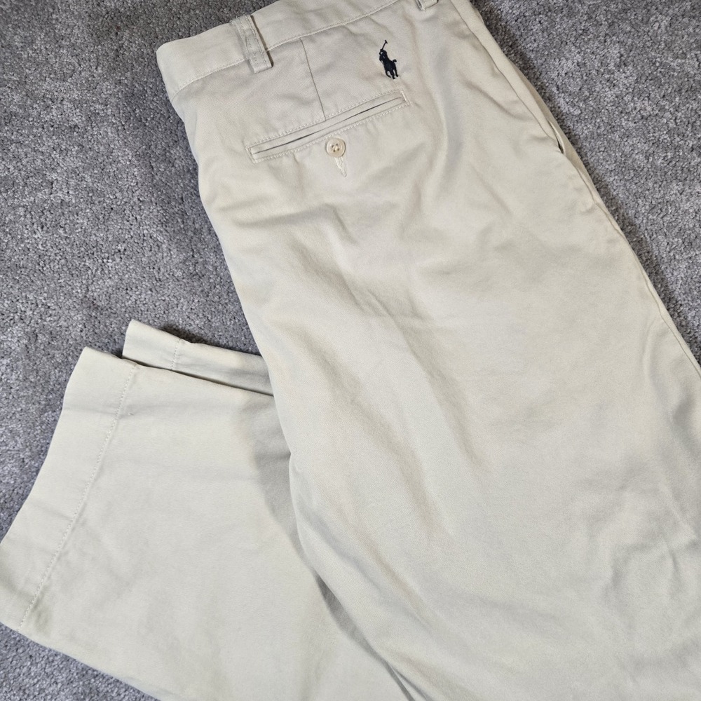 Polo Ralph Lauren Chino Suffield Pant Mens 36x31 Khaki 100% Cotton Preppy